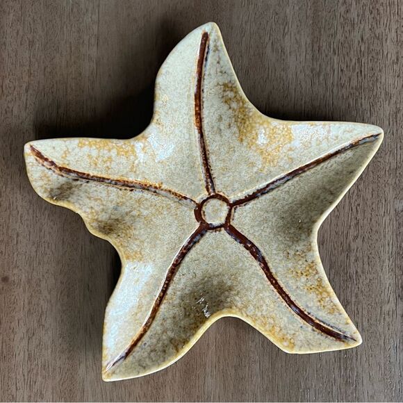 1948 Starfish MCM Vintage ceramic dish /tray gold/tan tones no chips - Picture 10 of 12